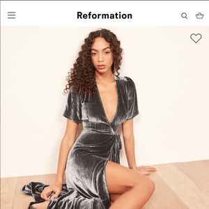 NWT Reformation Tiffany Velvet Dress in Caviar